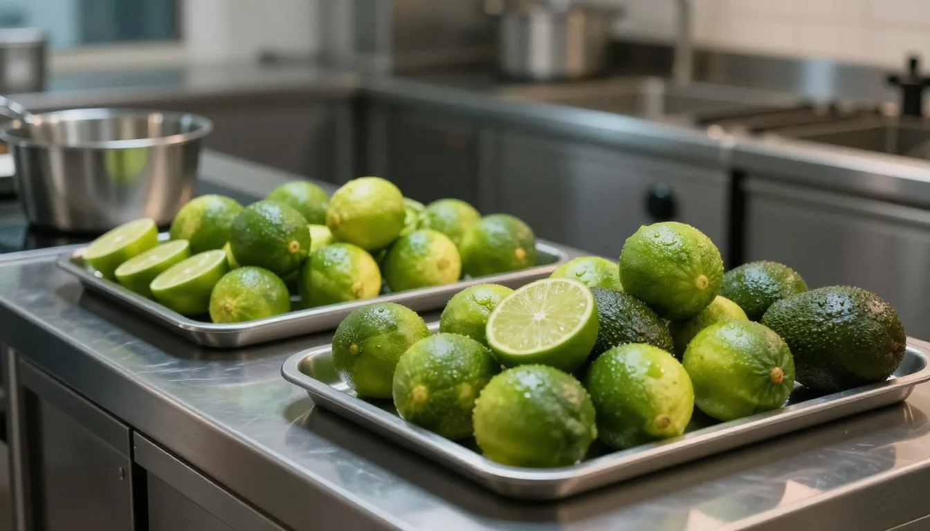 Commercial kitchen food prep counter at Guzman y Gomez Sydney
